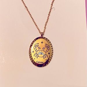 Beautiful Cancer Zodiac sign gold necklace.